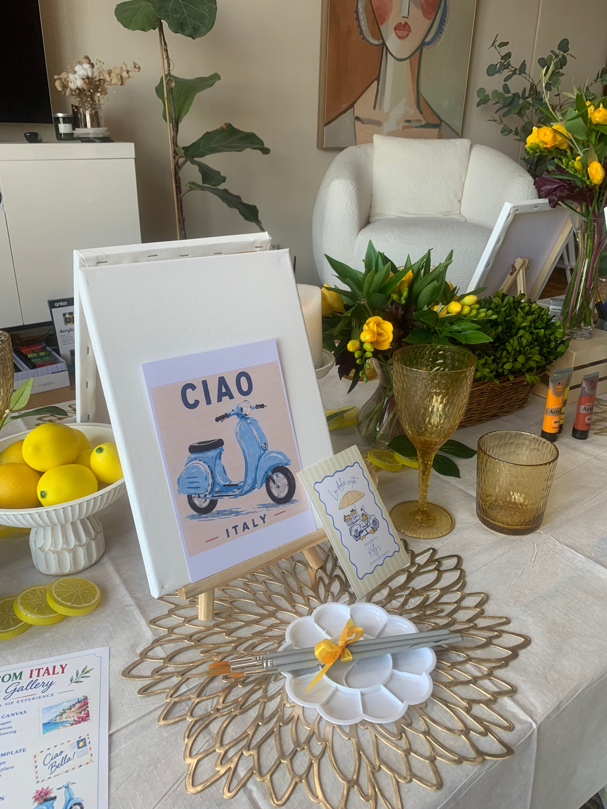 Italian vespa painting Wellington party ideas