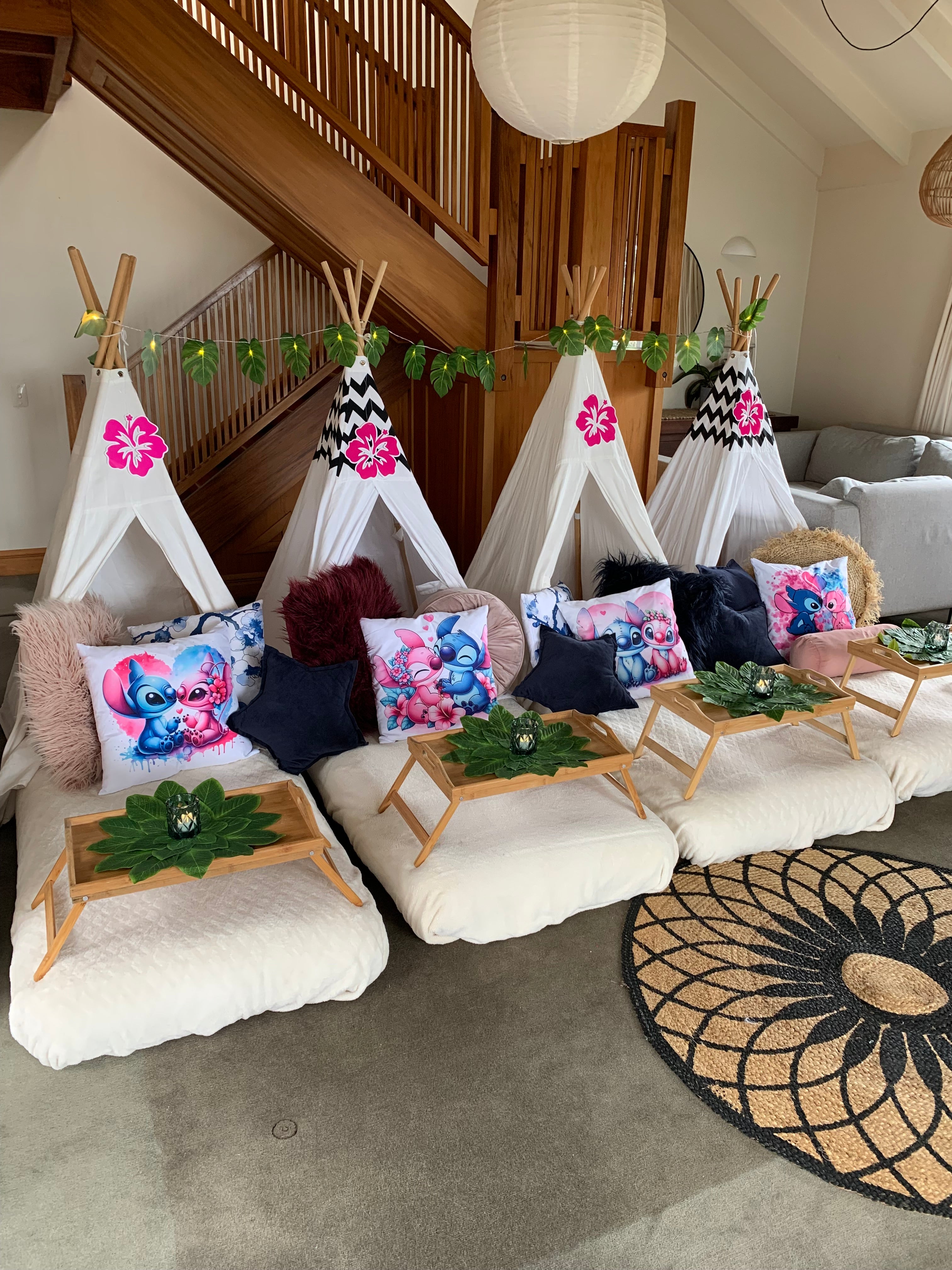 Stitch and Angel themed teepee party Wellington
