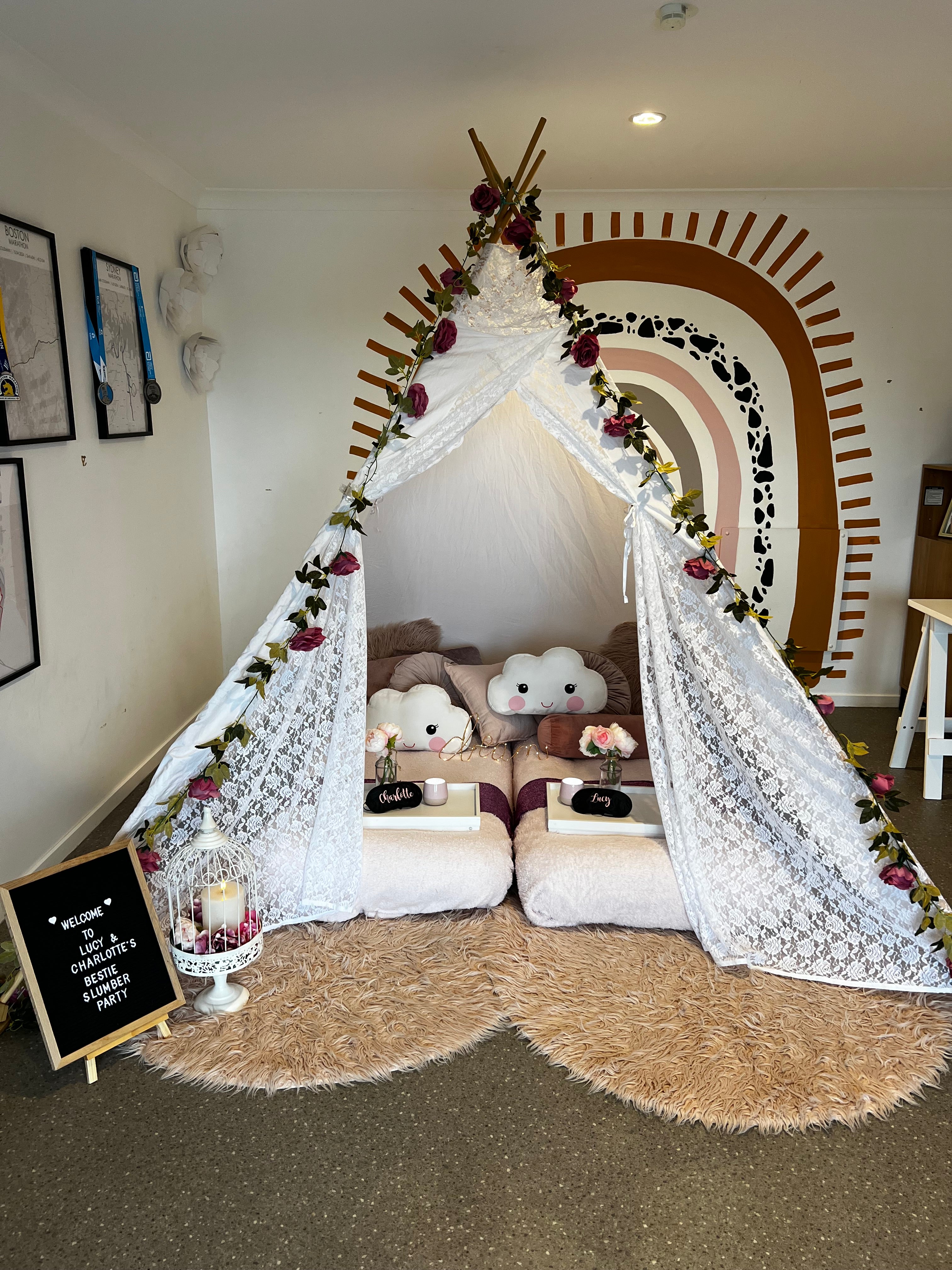 Bestie floral mega teepee 2 guest sleepover Wellington
