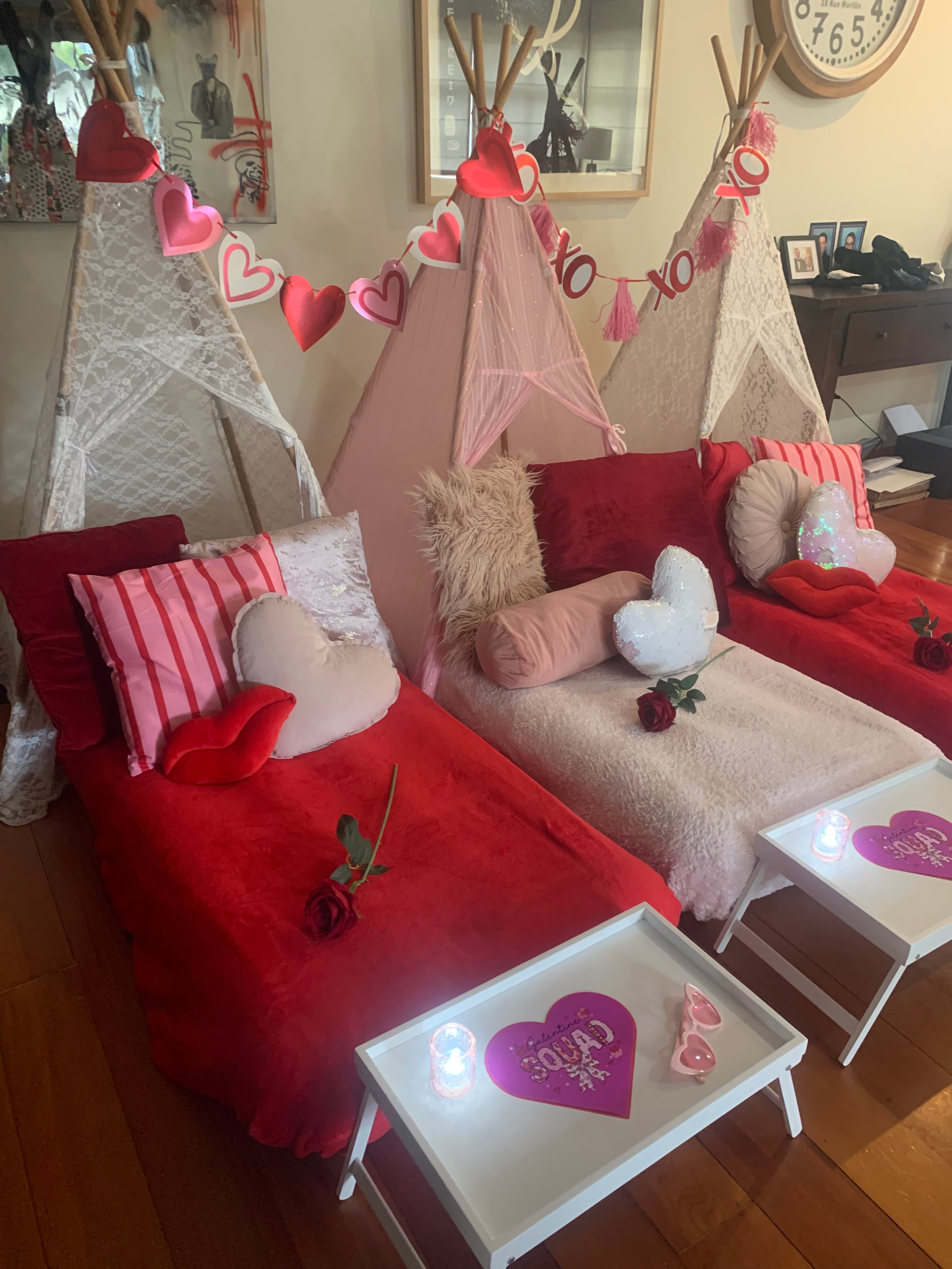 Galentines teepee party hire Wellington