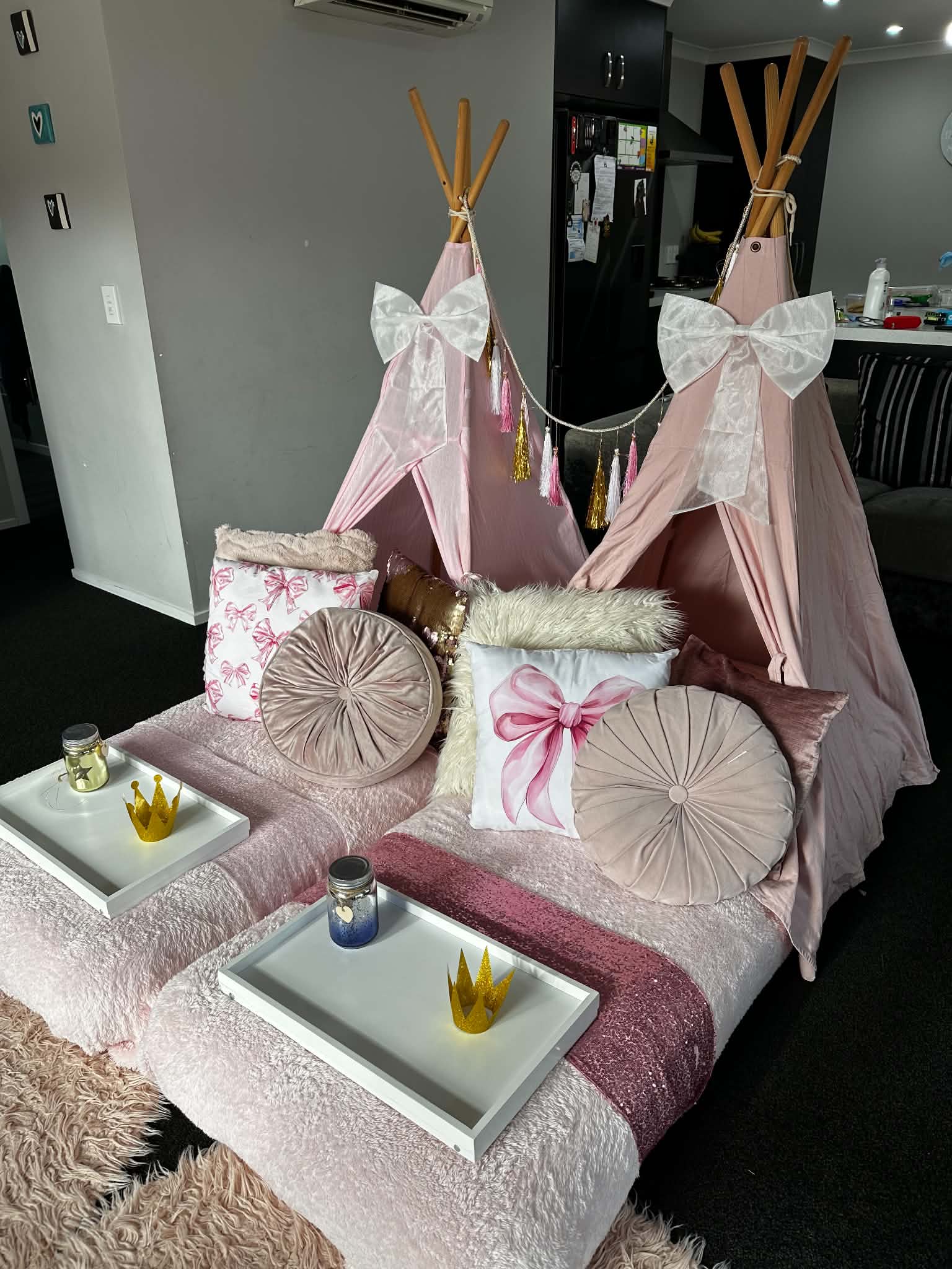 Pink bows make the perfect addition to your birthday celebration slumber party