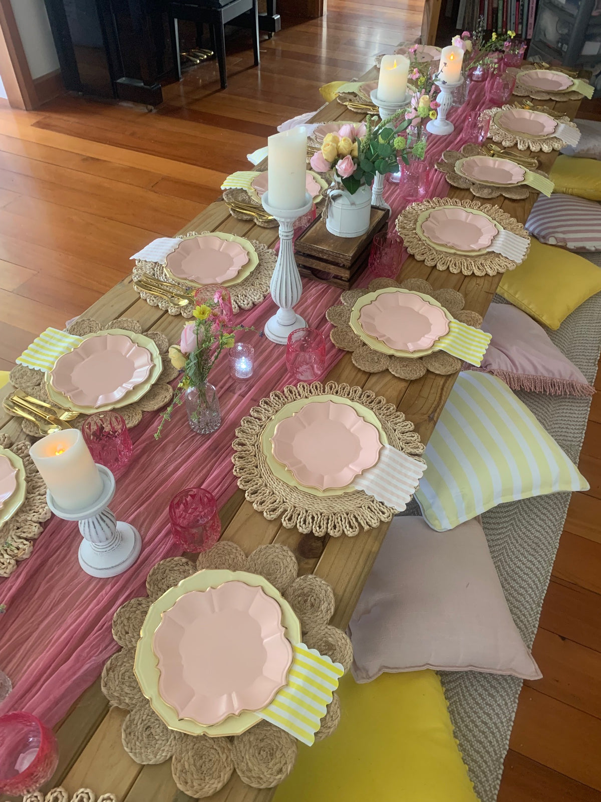 Pink and yellow themed kids picnic Wellington party planner