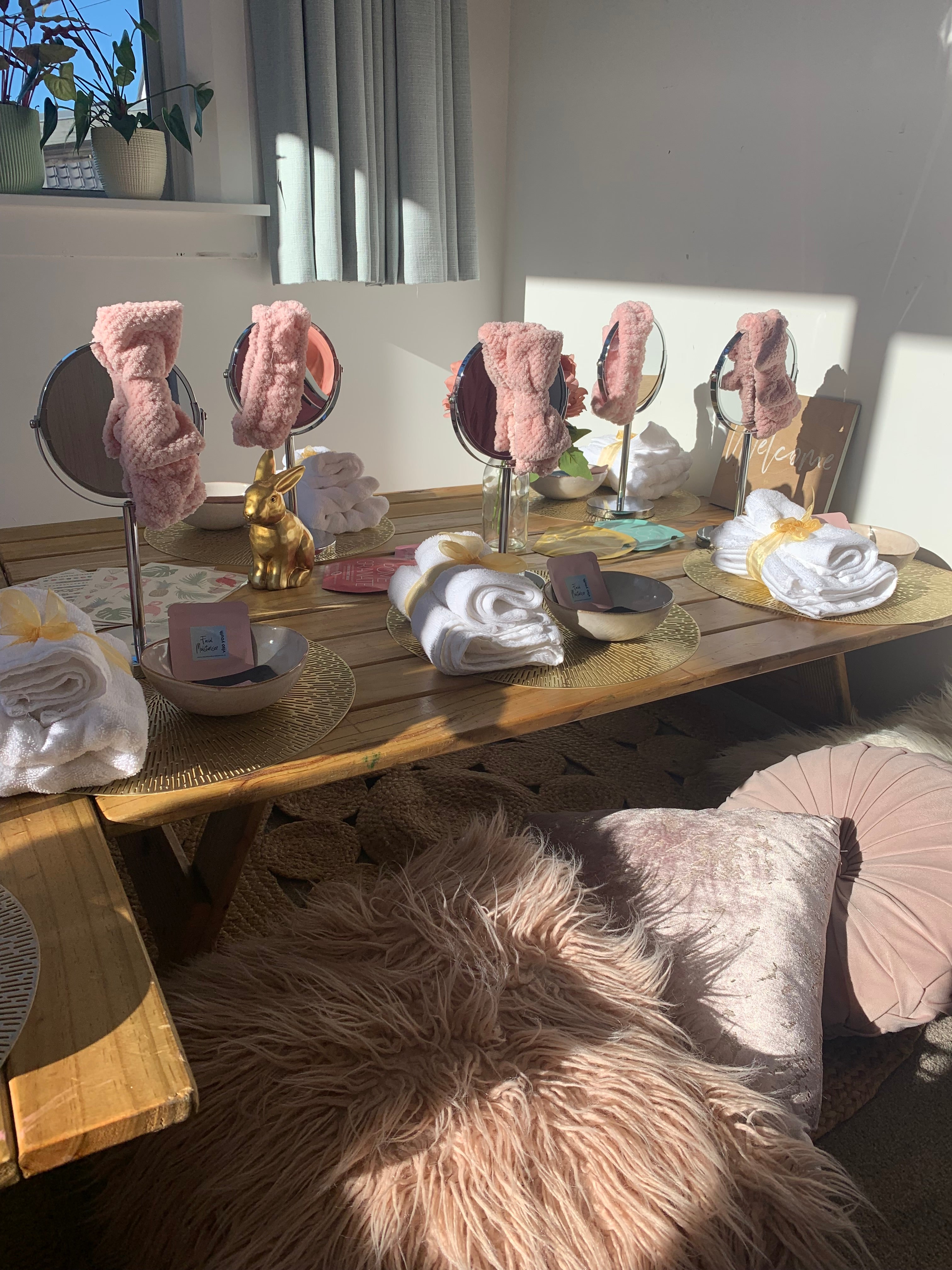 Pamper party setup Wellington kids parties