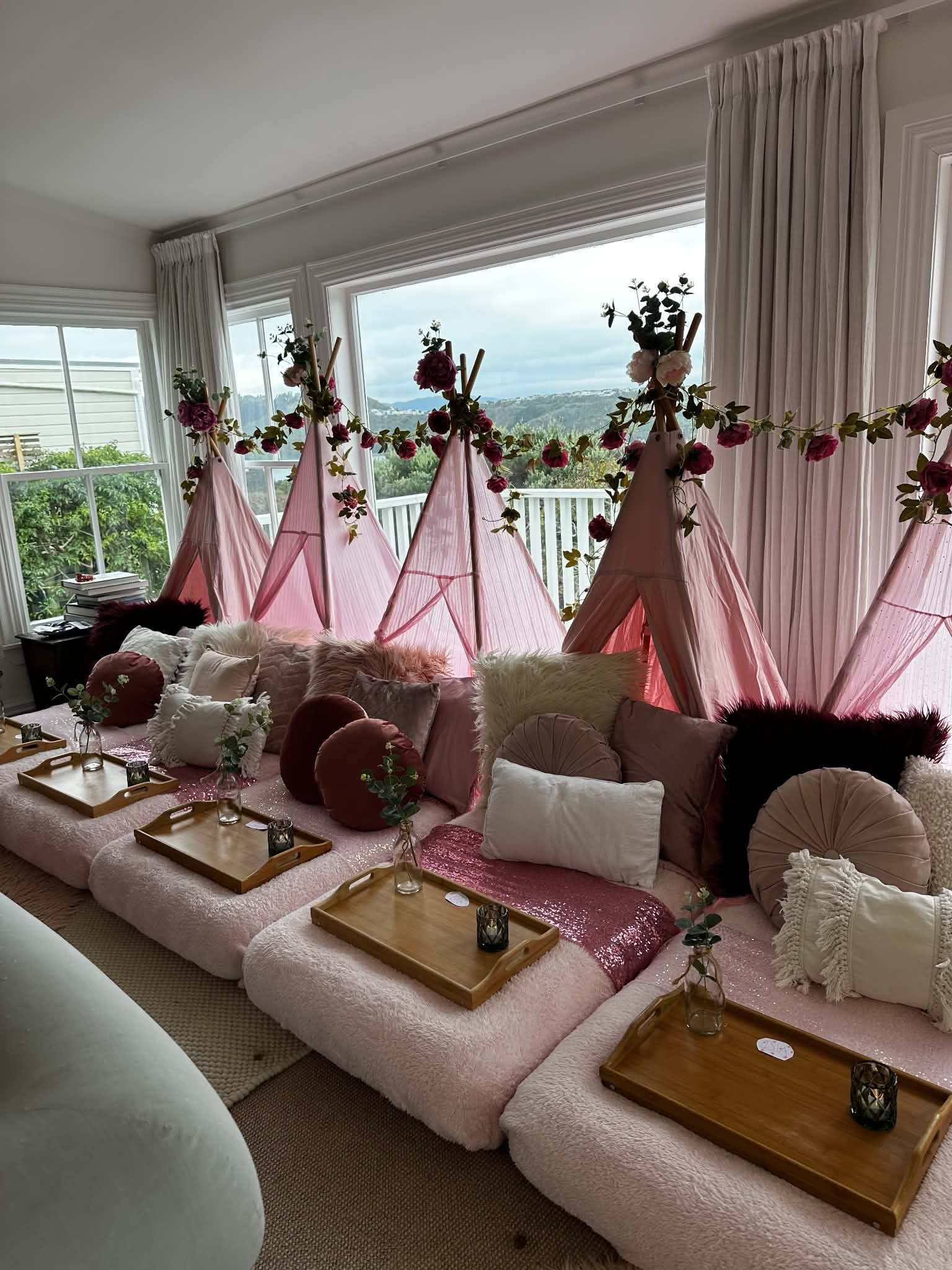 Blooming floral pink teepee party Wellington