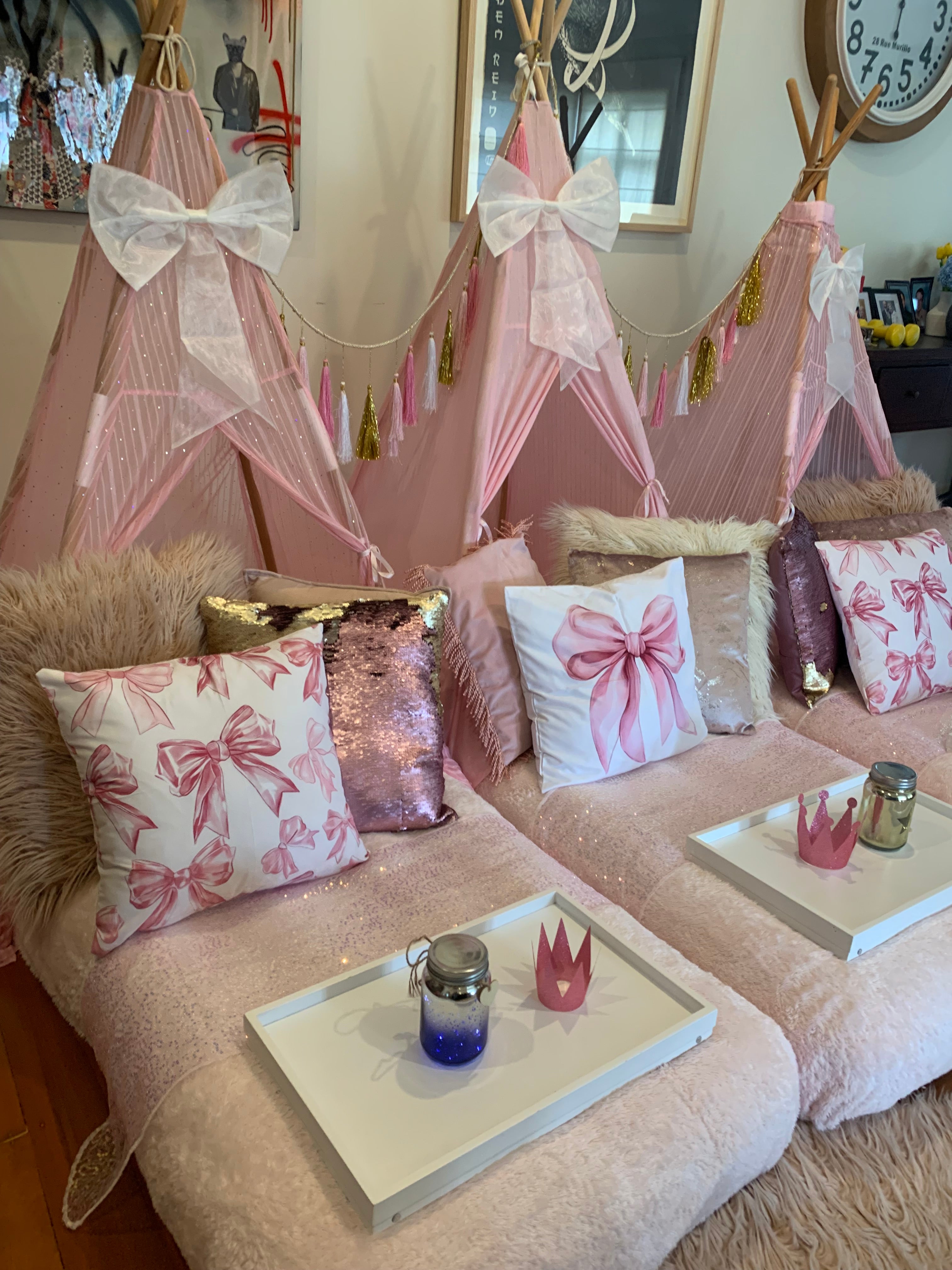 Pink bows stunning teepee party Wellington