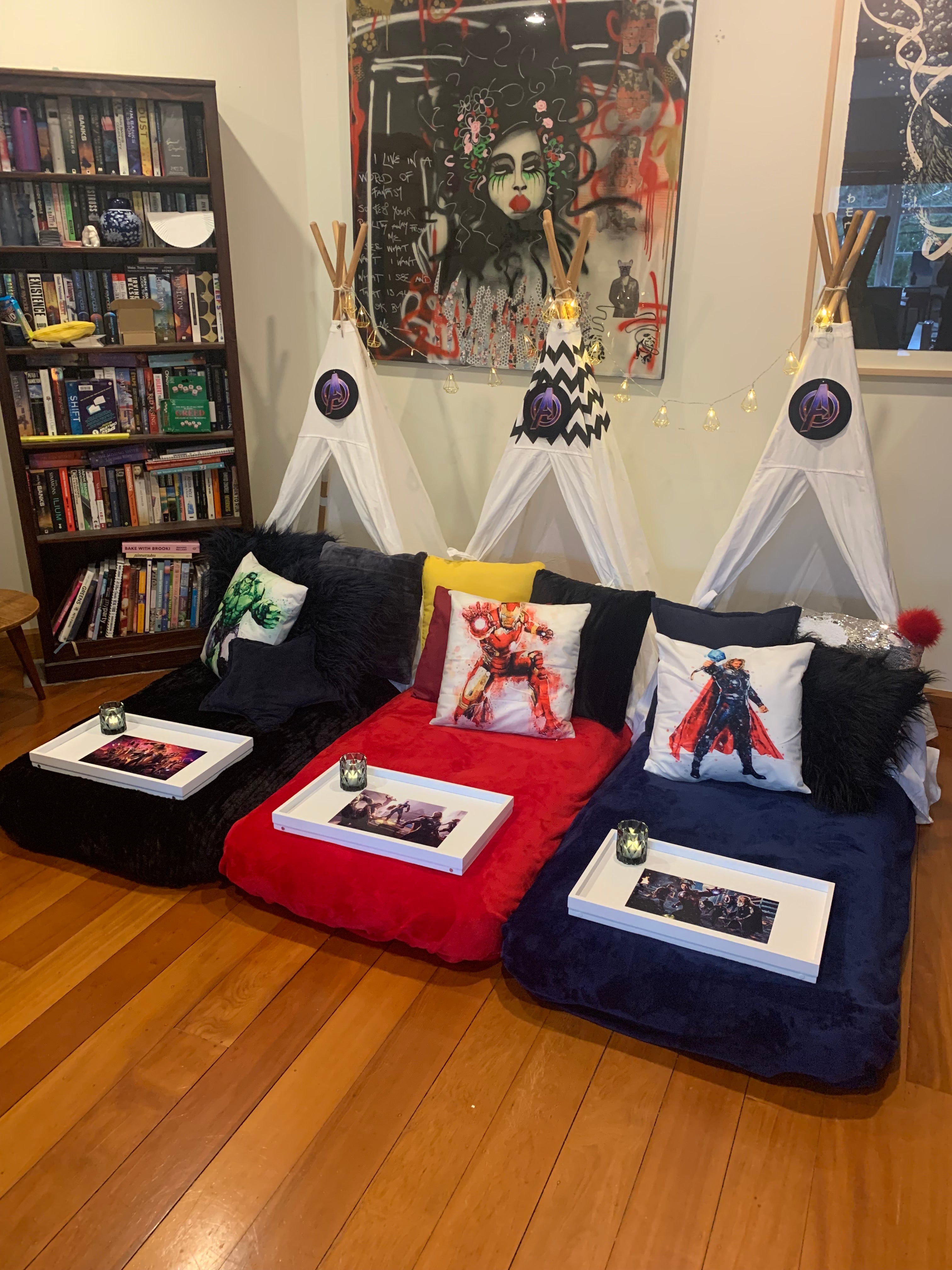 Avengers themed teepee party Wellington teepee parties