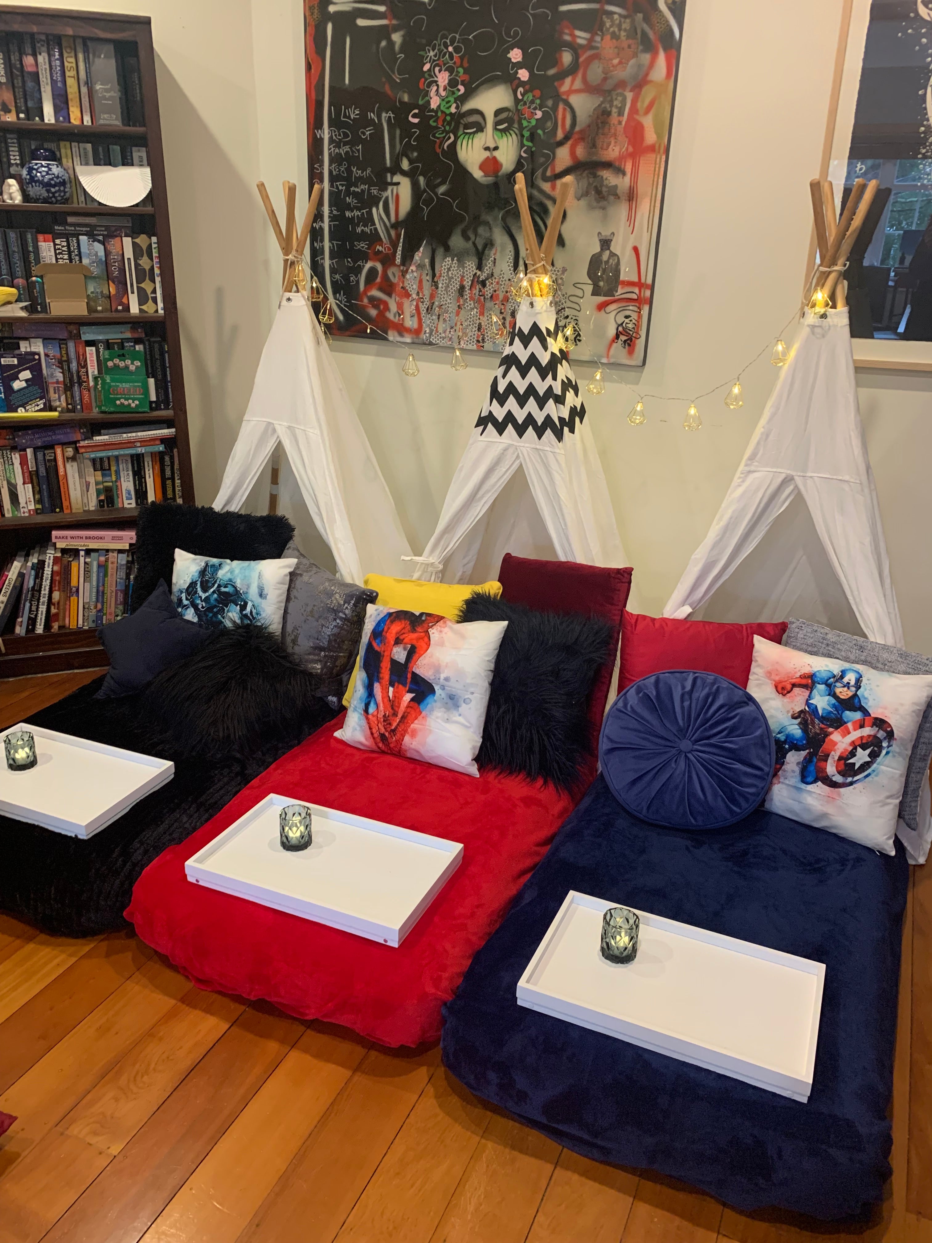 boys teepee parties Wellington Avengers theme