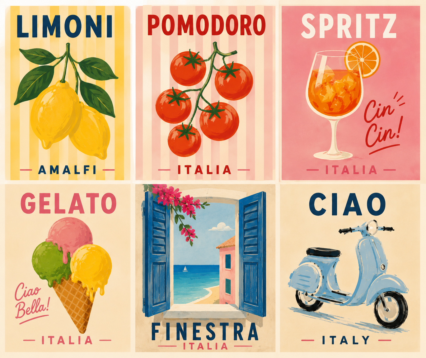 Think vintage Italian postcards ready to be painted on a blank canvas - perfect for your next art sip and paint party in Wellington.