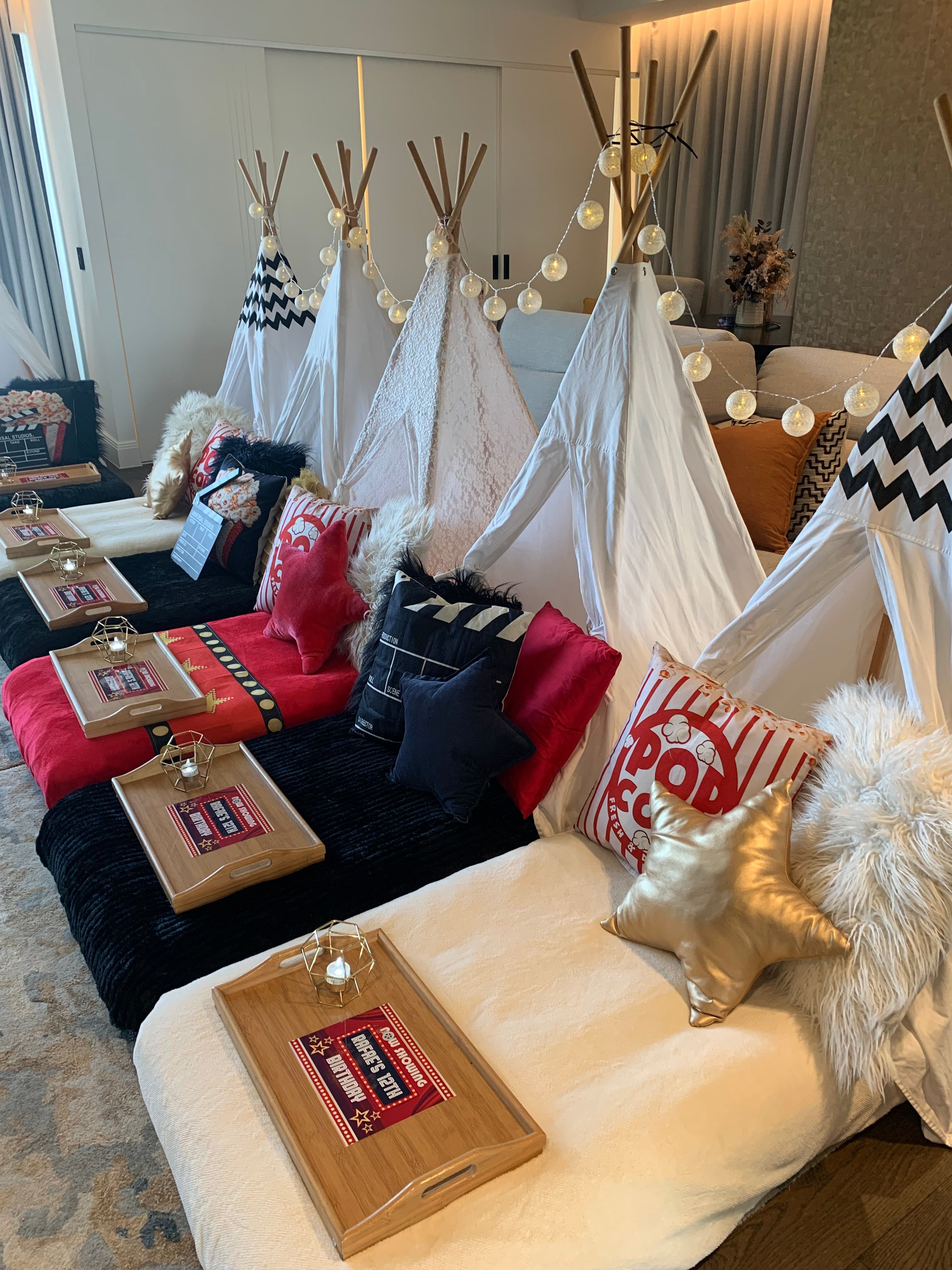 Movie night theme teepee party Wellington