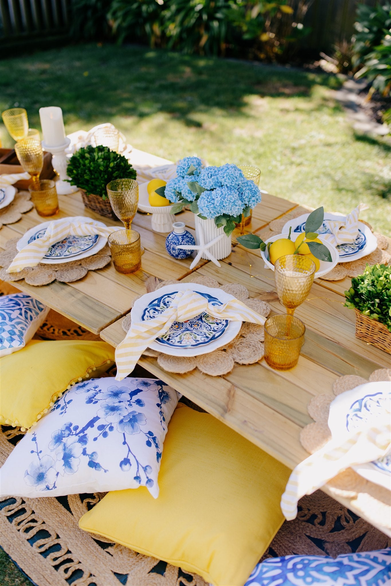 Blue and yellow luxury picnic hire Wellington