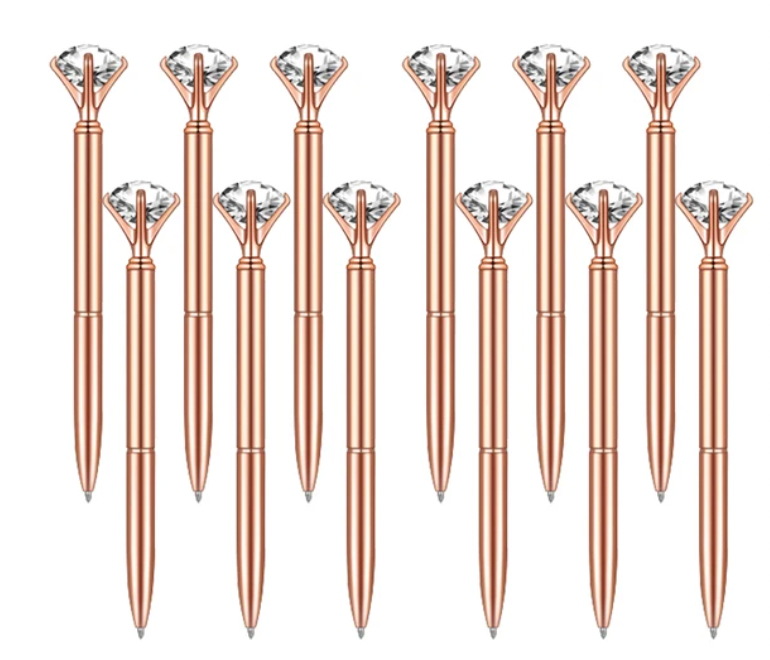 Rose gold diamond pens party favours. nz